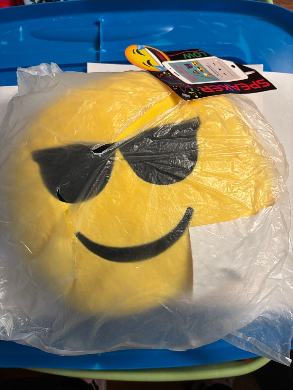 Yellow Emoji Sunglasses Pillow Speaker - Cool Smiley Face New